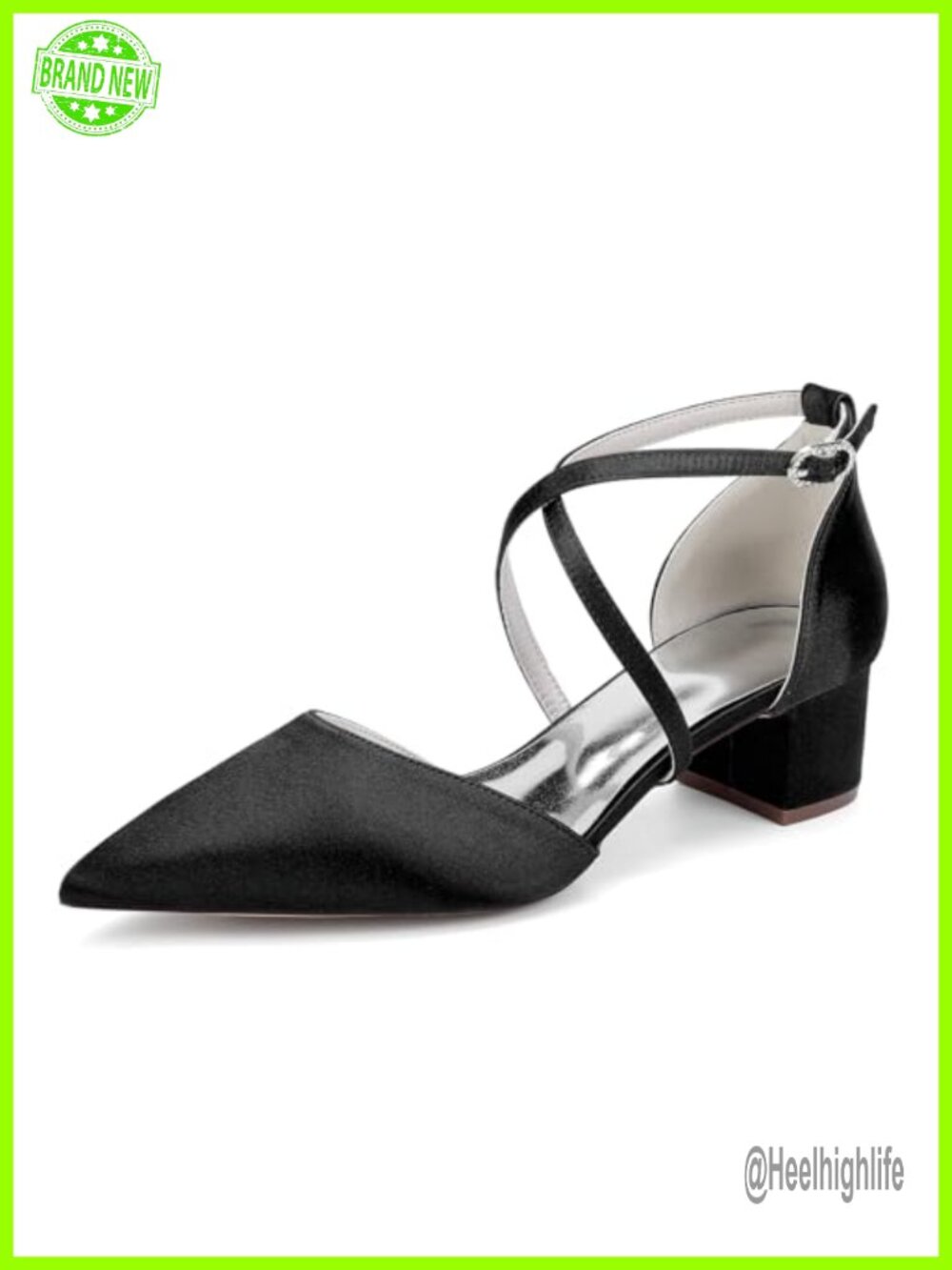 Satin Block Heel Wedding Pumps for Women Low Heel Bridal Shoes with Ankle Strap